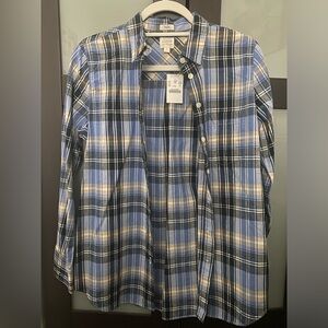 J Crew boy fit blue plaid shirt